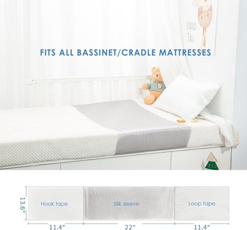 PROMEED 100% Mulberry Silk Bassinet Sleeve for Baby Bald Spots, Preminium 23 Momme Silk Bassinet Half Sheet for Baby Hair Loss(Light Grey) - Image 5